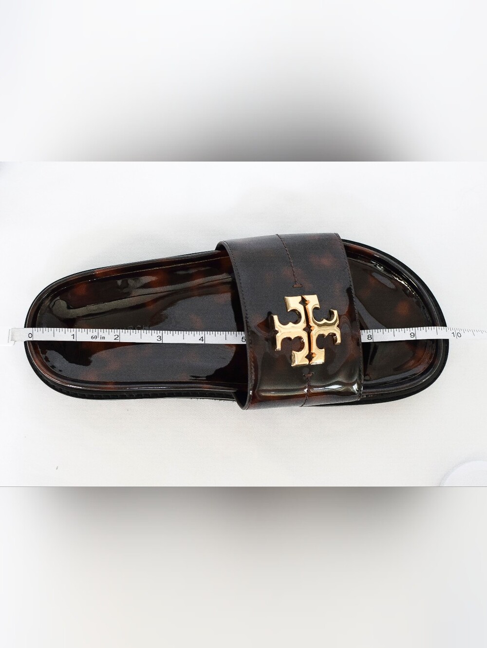 🌸Tory Burch Everly Anatomic Lug Slide Sandals Tortoise Shell Leather Brown Sz 7 - Picture 15 of 16